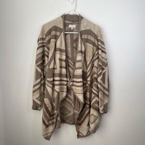 Lucky Brand Beige and Brown Geometric Cardigan size small petite